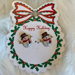 Enamel Snowmen Earrings. NWT
